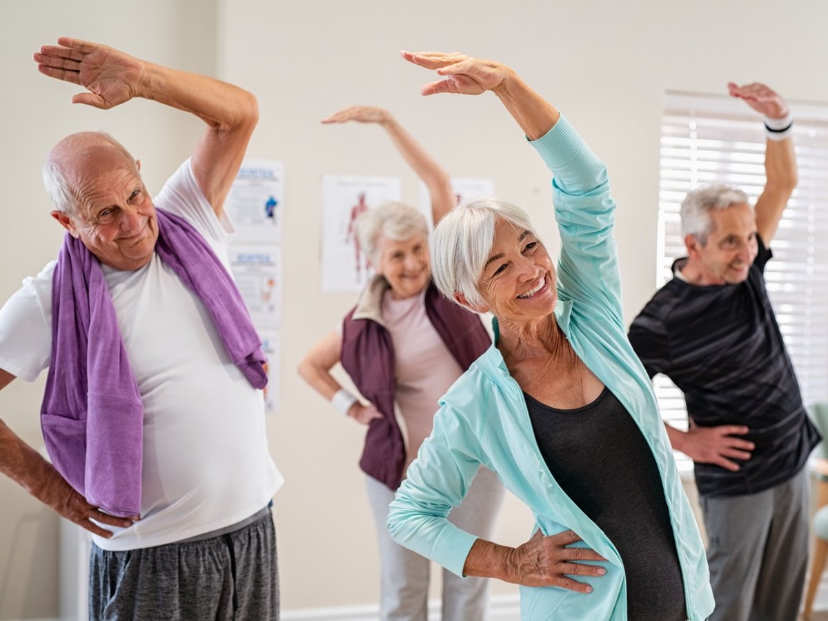 Adult day care participants in an exercise class