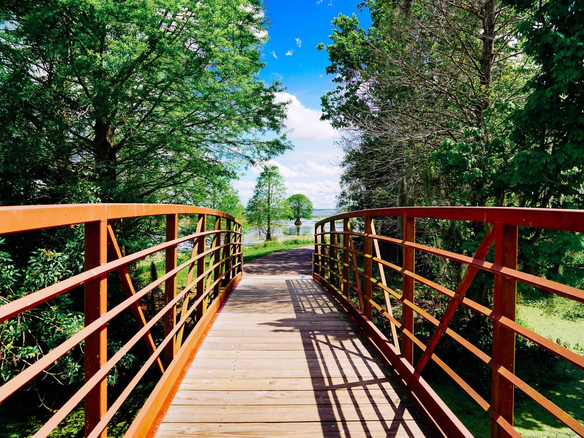 Walkway along Lake Parker in Lakeland, Florida