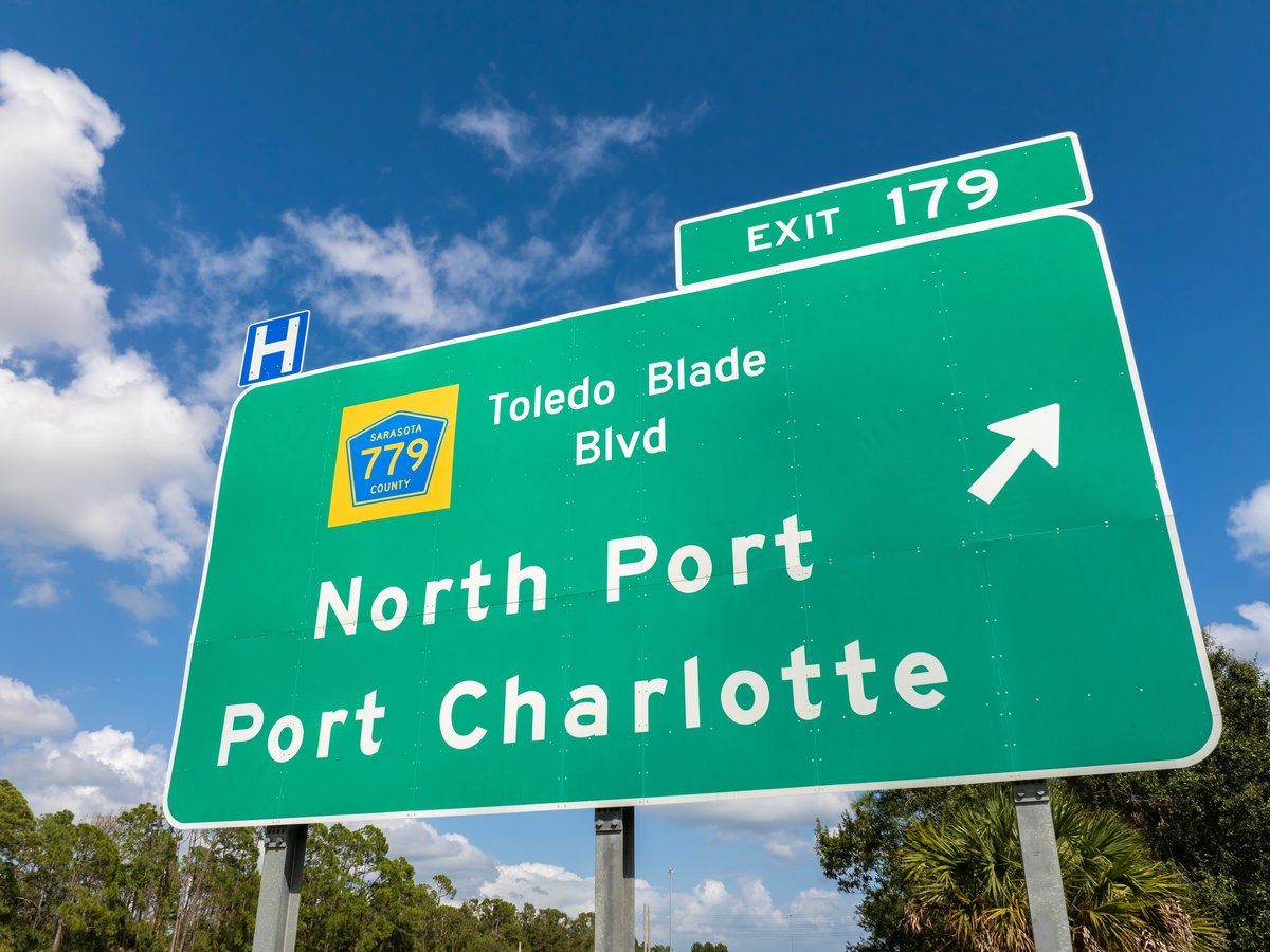 Interstate 75 exit for Port Charlotte, Florida