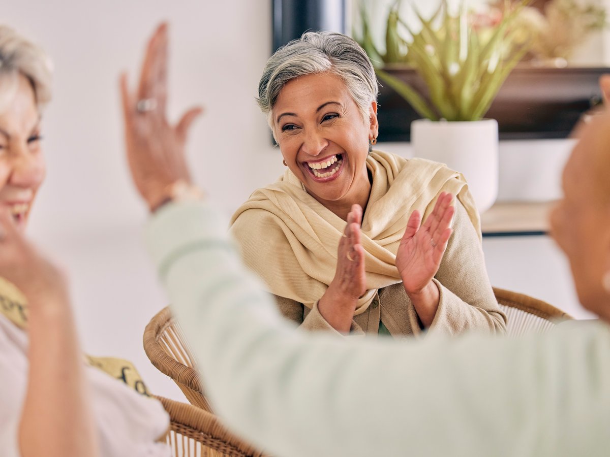 Seniors socializing at an adult day care in Venice, Florida